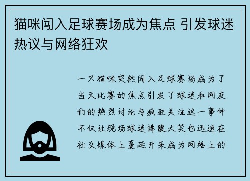 猫咪闯入足球赛场成为焦点 引发球迷热议与网络狂欢
