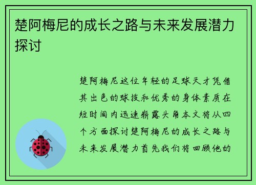 楚阿梅尼的成长之路与未来发展潜力探讨
